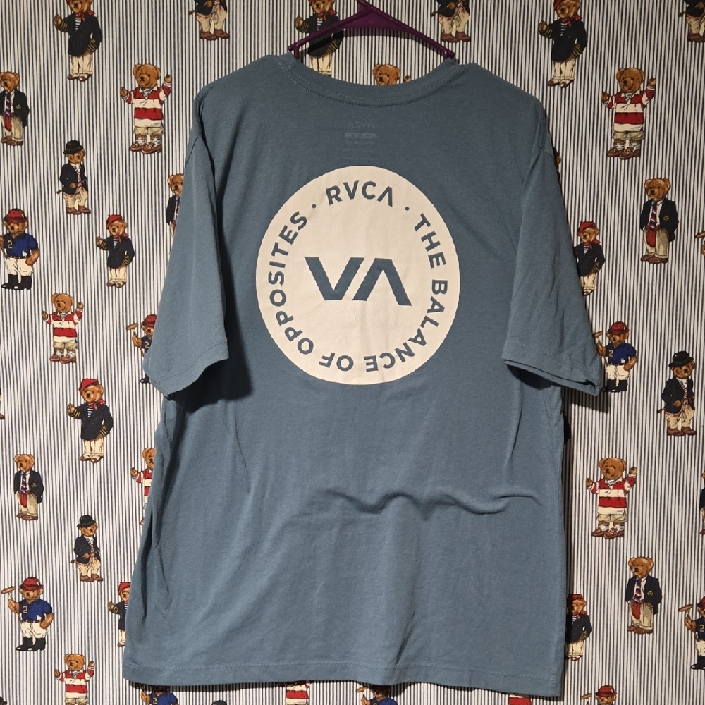 RVCA Sport Tee Regular Fit Blue Graphic T-Shirt for Men XXL